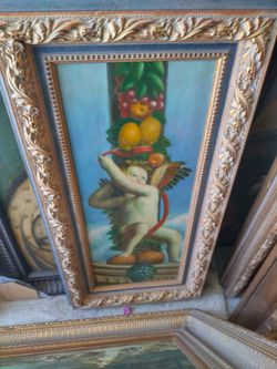 Vintage Cherub & Fruit Wall Art – 24" x 12"