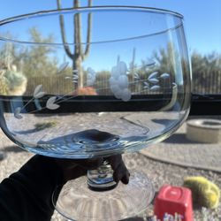 Beautiful Vintage Footed Punch/fruit Bowl Hand Blown Wheat Etched/Wheel Cut Crystal