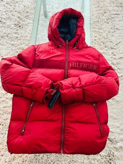 Tommy Hilfiger Red Puffer size M Jacket with Hood
