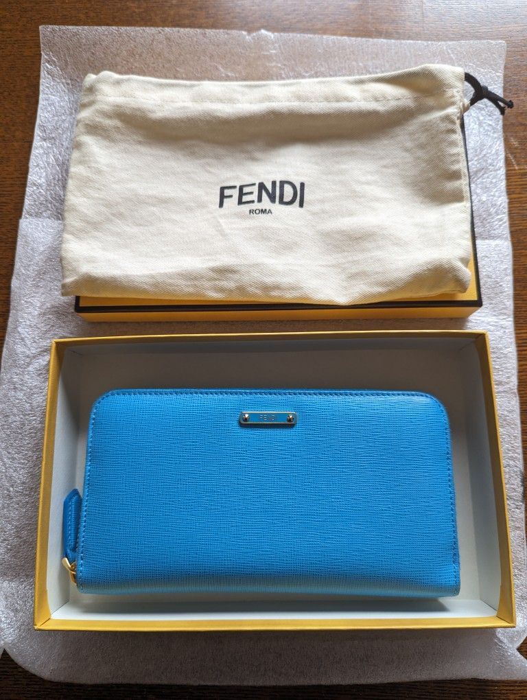 Authentic Fendi Blue Leather Wallet