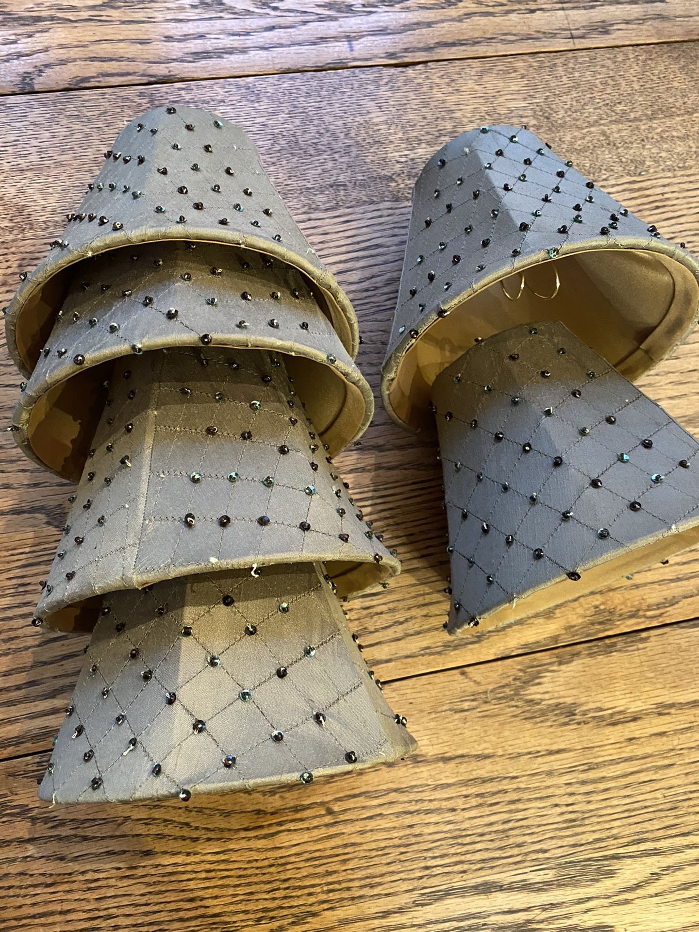 Silk Olive Mini Lamp Shades 6 Total
