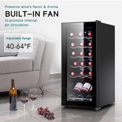 18 Bottle Compressor Wine Cooler Refrigerator, Small Freestanding Wine Fridge for Red, White and Champagne, Mini Fridge with 40-66F Digital Temperatur