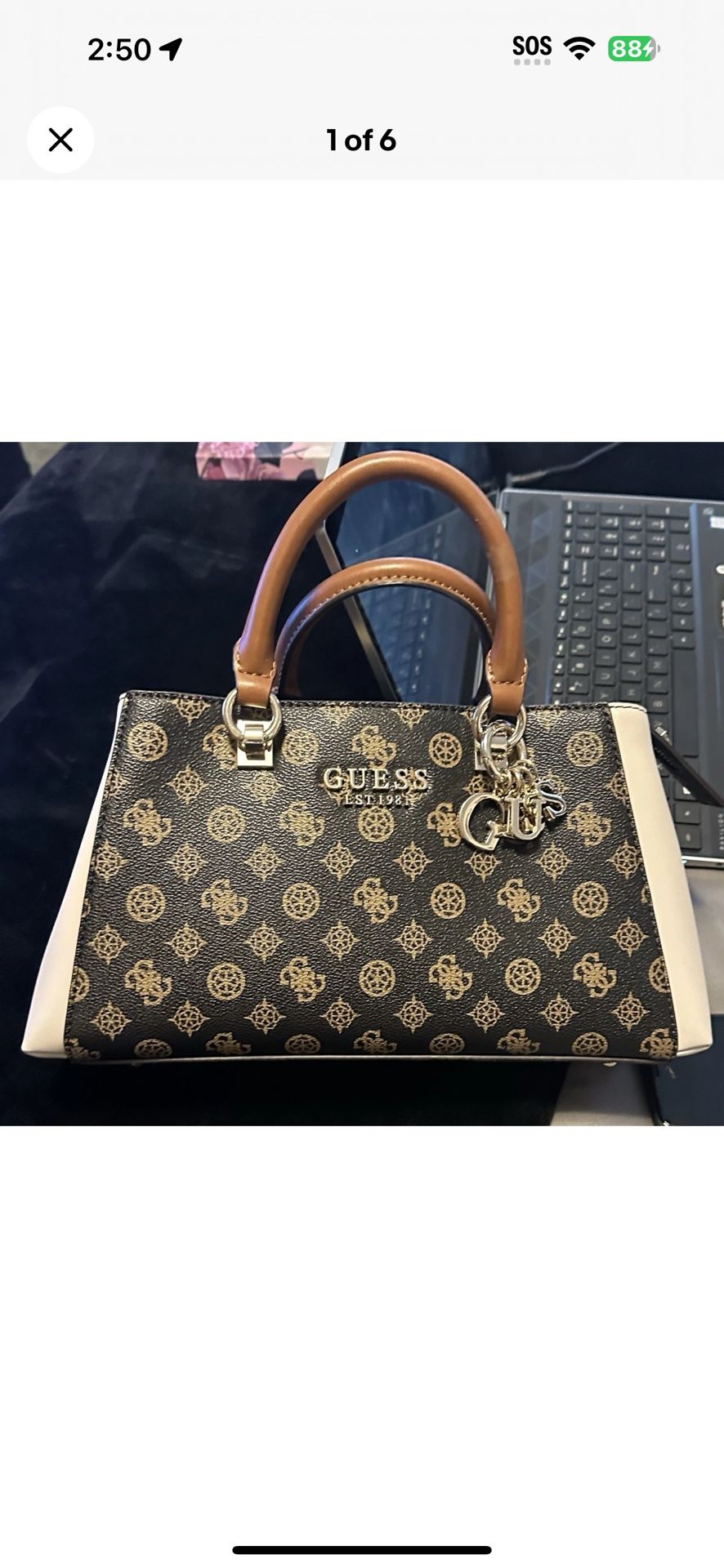 Guess "Evelune Girlfriend" Peony Logo Satchel - NEW Without Tags