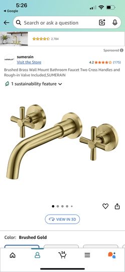 Brushed Brass Wall Mount Bathroom Faucet Two Cross Handles and Rough-in Valve Included,SUMERAIN