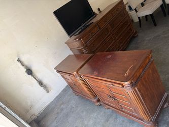 Dresser with 2 night stands and tv only today