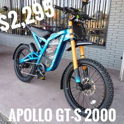New Apollo gts 2000 e-bike $2,295 cash price plus taxes and fees