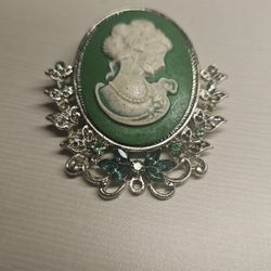 Emerald Cameo Brooch