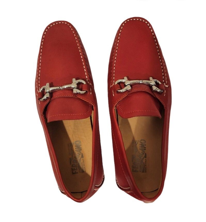 Red Salvatore Faragamo Ganccini Moccasins Size 10