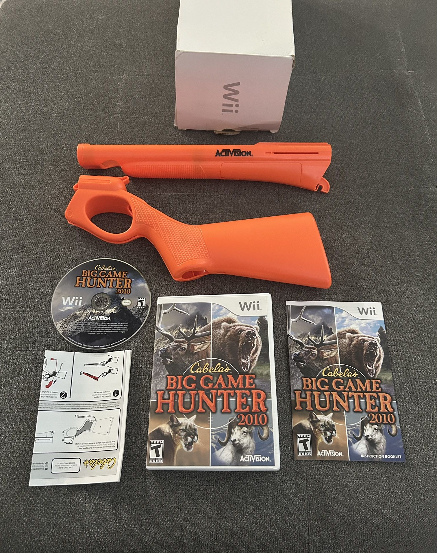 Cabela’s Big Game Hunter 2010 (Nintendo Wii, 2010) Complete w/ Gun Shell, Case & Manual