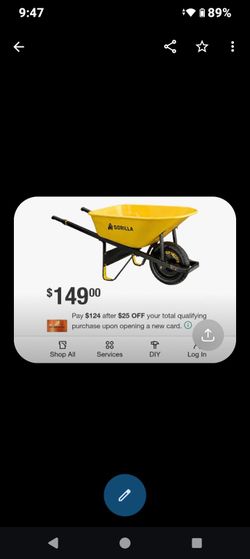 ***GORILLA WHEEL BARREL NEW NEVER USED SEALED FROM STORE 120 $**...