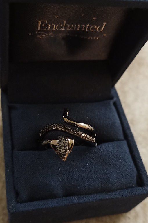 Enchanted Disney Villains Jafar Black Diamond Snake Ring In Size 7
