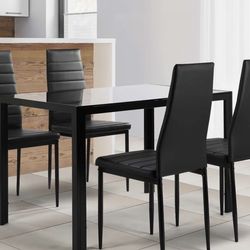 Glass Dining Table with 4 Chairs