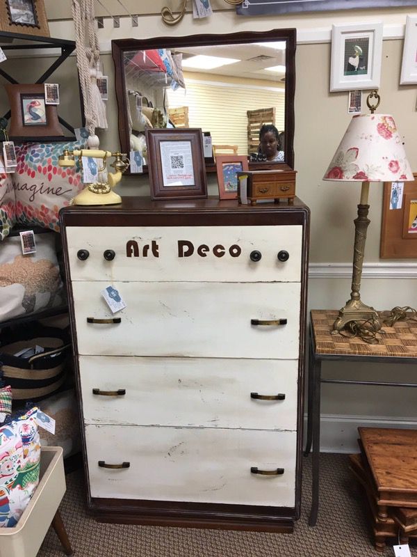 Art Deco painted and distressed dresser