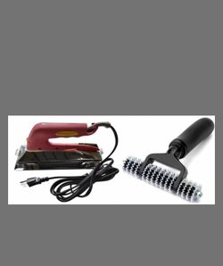 Zimpty ZY477 10in. 800-Watt Carpet Seaming Iron And Seaming Roller Spiked Star Grooming Carpet Pile Roller Combo
