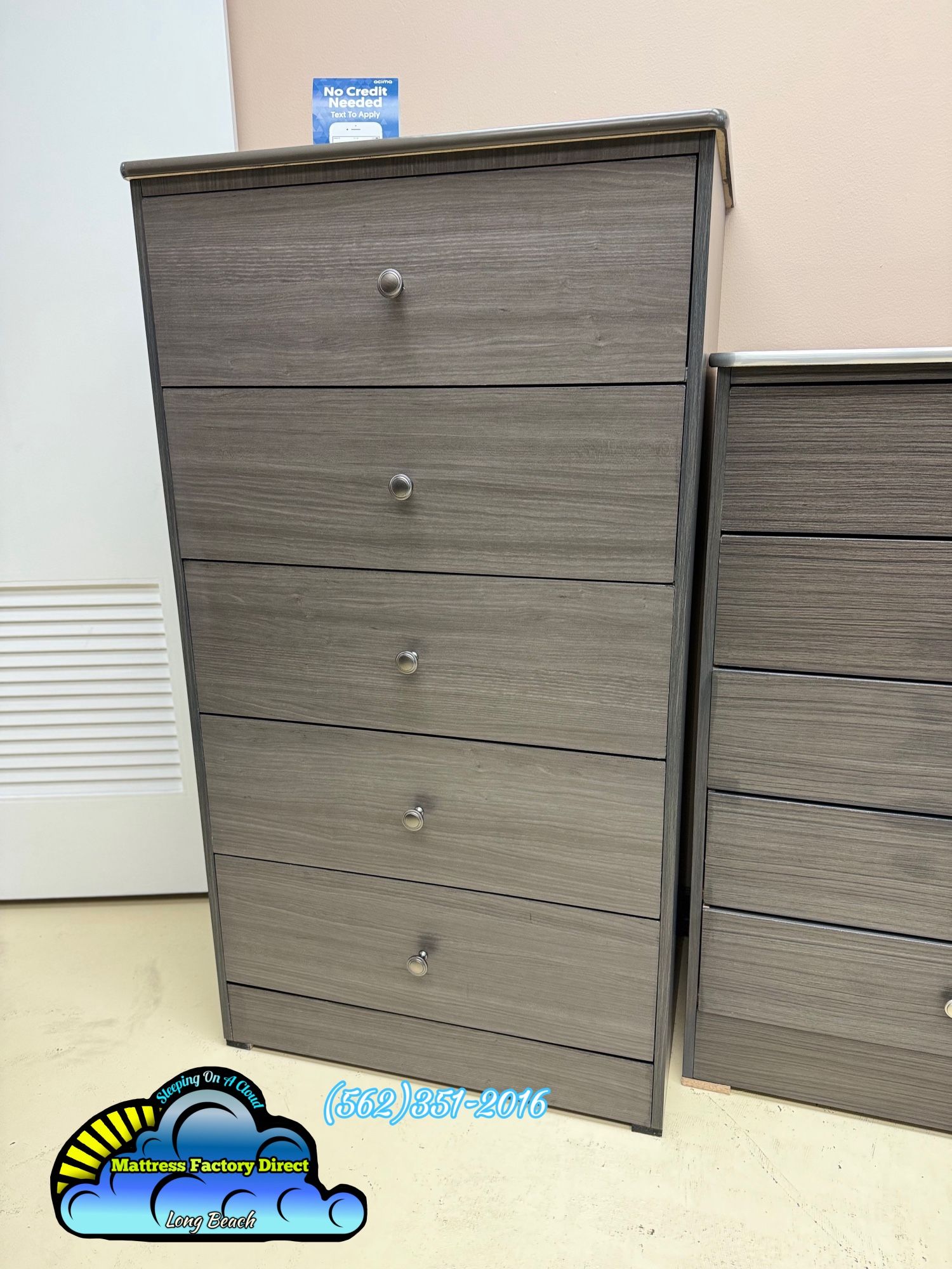 Five Drawer Dresser Grey 1 Knob Chest Comoda
