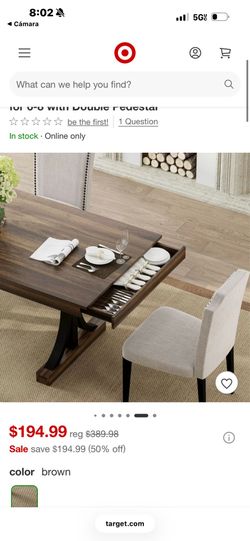 GarveeHome 71-Inch Rectangular Dining Table with Two Drawers, Wooden Kitchen Table w/Large Tabletop