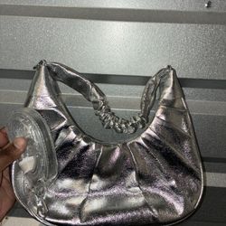 AKIRA silver Ruffled shoulder Bag