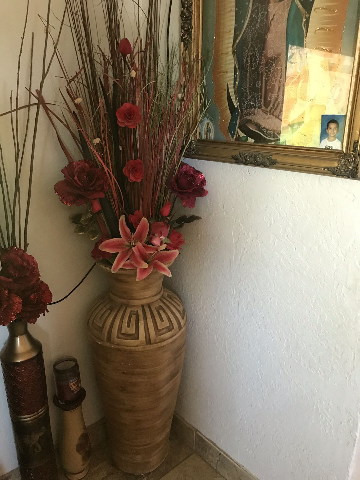 Vase with fake plants