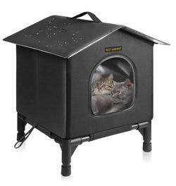 Black insulated waterproof cat house new small