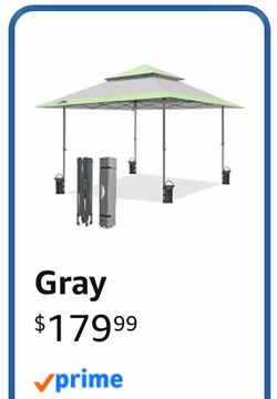 EAGLE PEAK 13x13 Pop Up Canopy Tent, Auto Extended Eaves, Gray