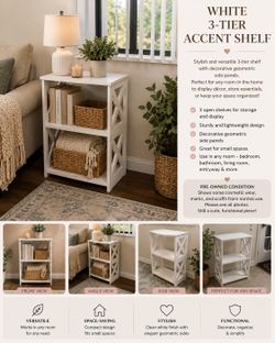 White 3-Tier Accent Shelf