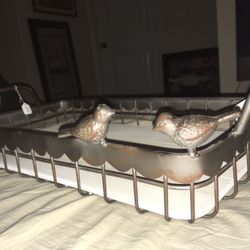 New song bird sculpture serving tray with wood and gift box