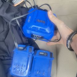 Charger And Two Batteries Kobalt Brand 