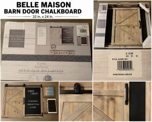 Belle Maison Sliding Barn Door Chalkboard Organizer | 32” x 24” | New