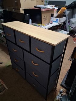 Fabric Dresser with Wood Top (AS IS)