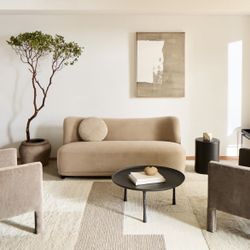 West Elm Mella 66 Sofa Poly Performance Velvet Clay Concealed Supports