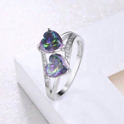 Sterling Silver And Mystic Topaz Ring 