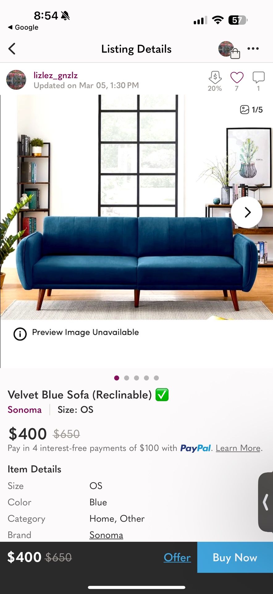 Blue Futon Couch