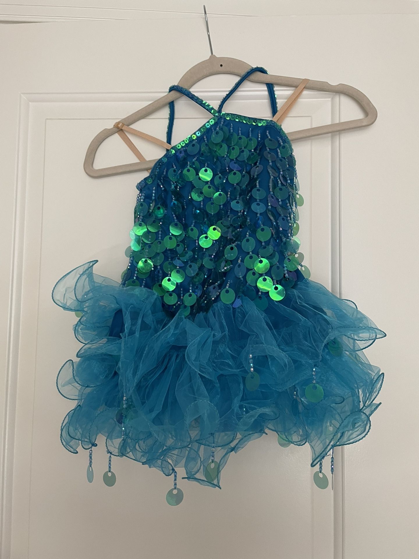 Girls Blue Halter Neck Sequined Top Size: 3-5