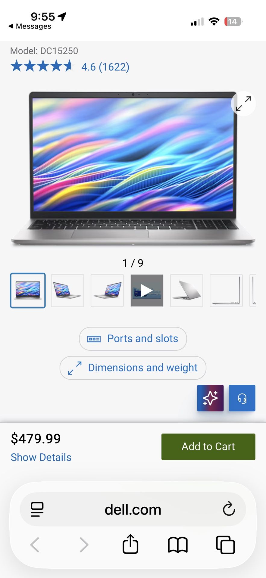 Black Dell 15” Laptop