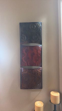 Metal Wall Art Panel with Embossed Design