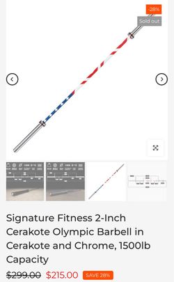 Heavy duty, American flag signature Olympic bar capacity 1500 pounds