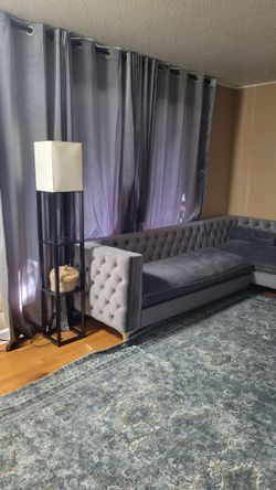 Ariana Grey Velvet Tufted 2 Piece Sectional