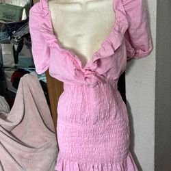 Zara Pink Puff Sleeve Dress