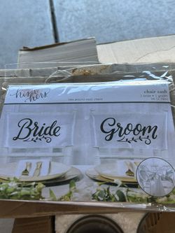 Bride & Groom chair Sashes (brand New Still In Package)
