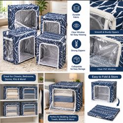Collapsible Fabric Storage Bins with Clear Window
