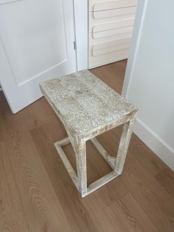 Natural wood side table Hight-22 inches Depth-17 inches Wide- 11,5 inches Natural wood