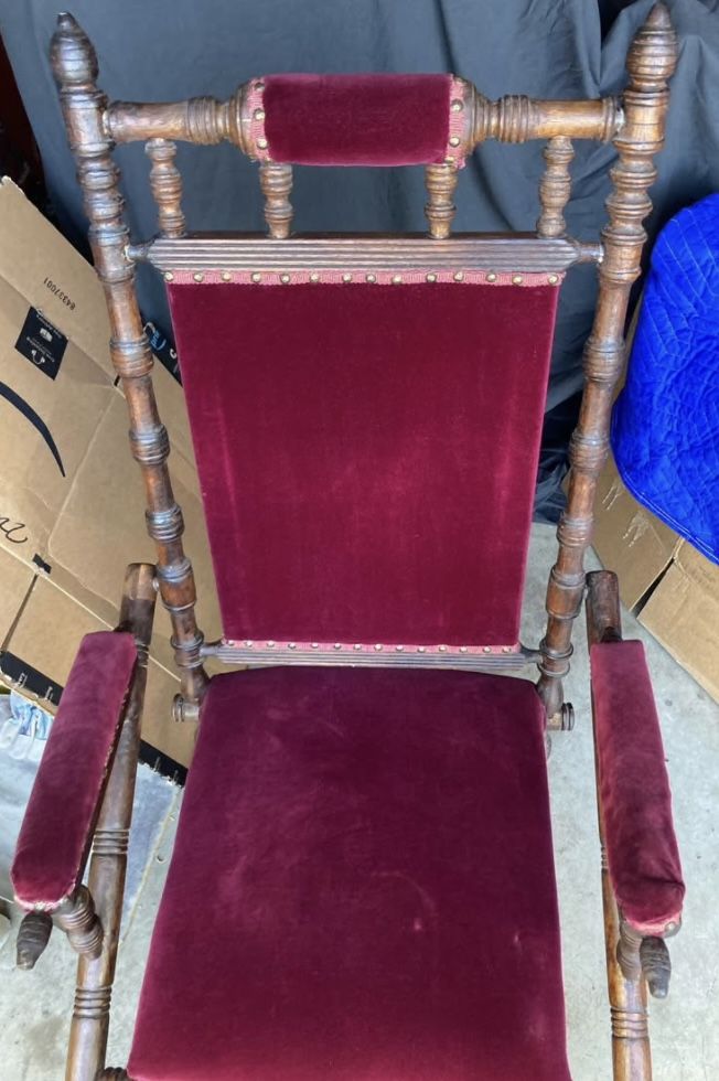 Chair Burgundy Velvet Retro Vintage Rocker Victorian Reading Chair Xmas