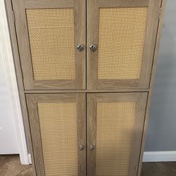 (New) Rattan Cabinet W/ Adjustable Shelves