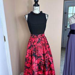 NWOT Fashion S.L.N.Yblack / red floral gown /prom / dress
