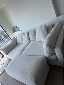Oslo snow Sectional cloud couch + 2 ottomans
