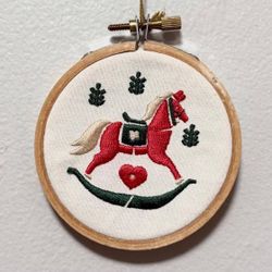 Vintage Embroidery Rocking Horse Handcrafted Christmas Ornament Decor