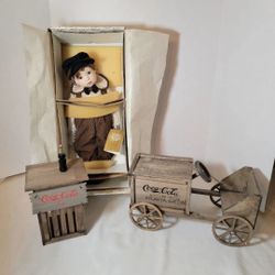Franklin Mint Coca Cola Kids Doll with Wooden Decor
