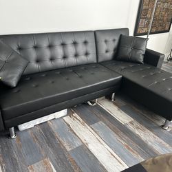 Faux Leather Couch and Chaise