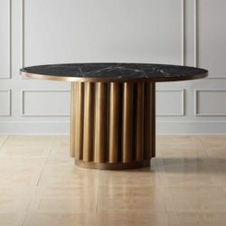 CB2 Black Marble Dining Table 