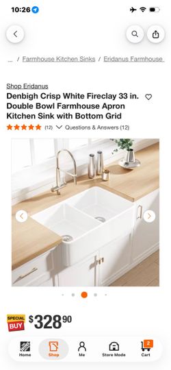 Eridanus Fireclay 33in Double Bowl Farmhouse Kitchen Sink